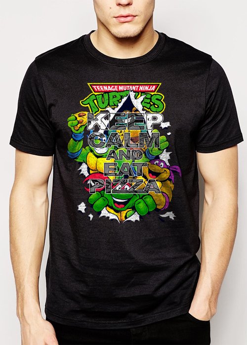 Best Buy Keep Calm And Eat Pizza TMNT Men Adult T-Shirt Sz S-2XL