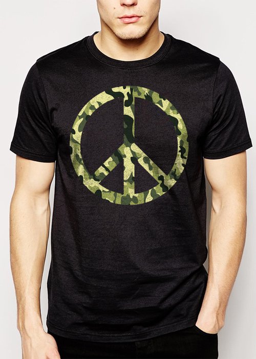 Best Buy Army Pattern Paece Sign Men Adult T-Shirt Sz S-2XL