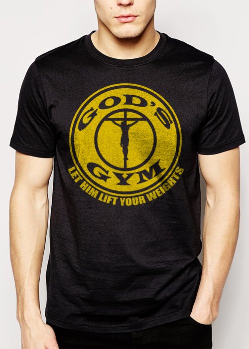 Best Buy God's Gym Funny Christian Workout Men Adult T-Shirt Sz S-2XL