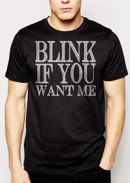 Best Buy Blink If You Want Me College Humor Cute Sexual Men Adult T-Shirt Sz S-2XL