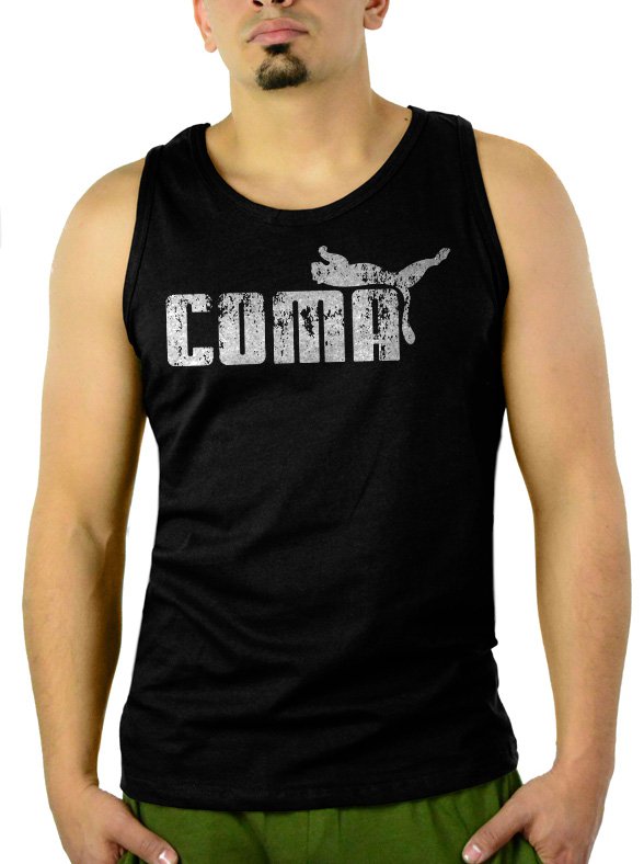 Coma in Puma Ware Funny Men Black Tank Top Sleeveless