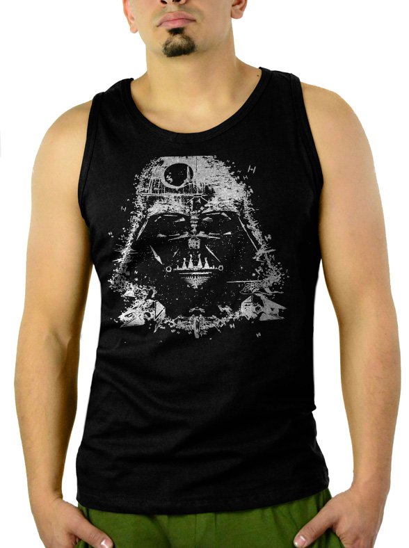 Darth Vader Death Star Face Star Wars Geek Si-Fi Men Black Tank Top Sleeveless