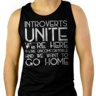 Introverts Unite We're Here We're Uncomfortable Men Black Tank Top Sleeveless