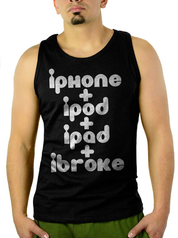 iPod iPhone iPad iBroke Men Black Tank Top Sleeveless