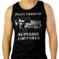 Aliens Peace Through Superior Firepower Machine Gun Weapon Sci-Fi Men Black Tank Top Sleeveless