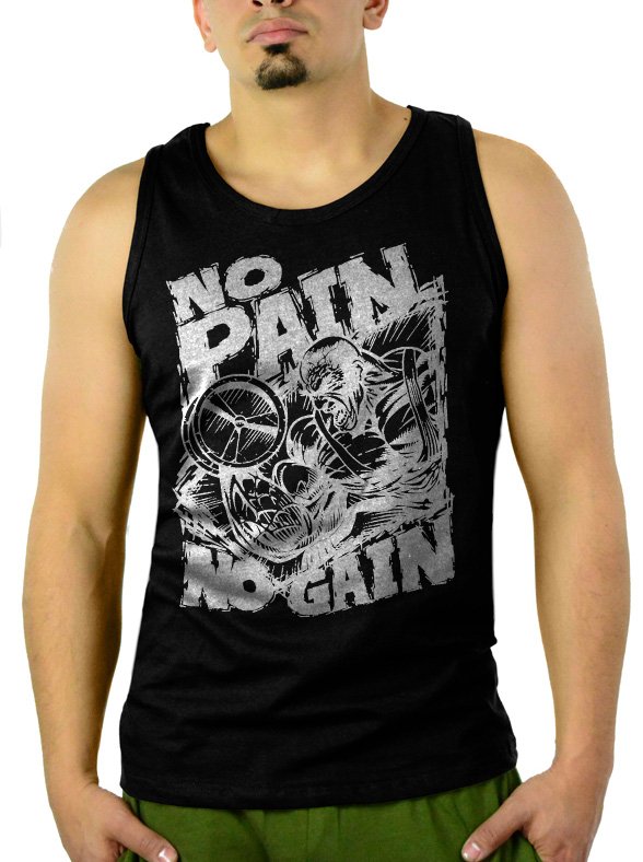 NO PAIN NO GAIN GYM Men Black Tank Top Sleeveless