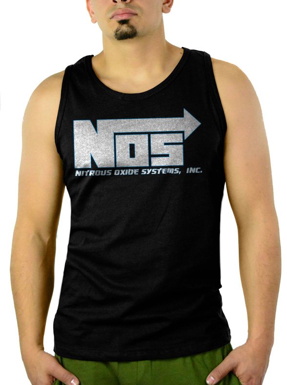 NOS Nitrous Oxide Systems Inc Tuning Drag Men Black Tank Top Sleeveless