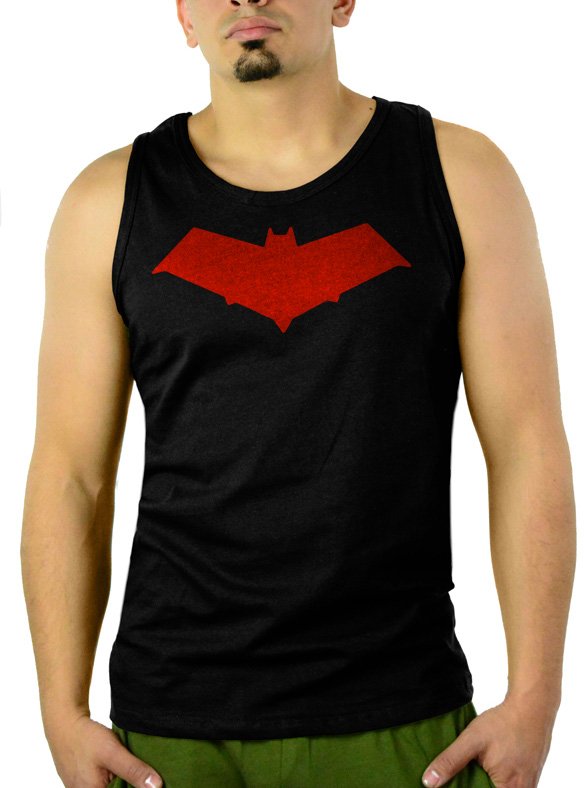 Red Hood Logo Red Bat Symbol Jason Todd Men Black Tank Top Sleeveless