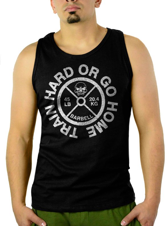 TRAIN HARD GYM MMA Street Bodybuilding Men Black Tank Top Sleeveless