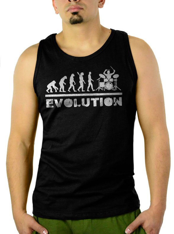 Drummer Evolution Funny Music humor Drums Men Black Tank Top Sleeveless