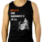 Relax The Drummer's Here Men Black Tank Top Sleeveless
