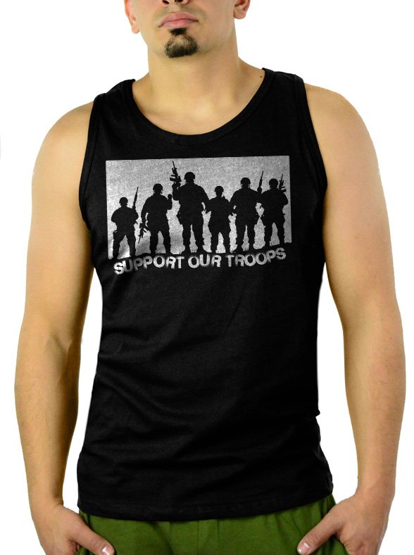 SUPPORT OUR TROOPS Men Black Tank Top Sleeveless