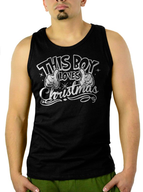 This Boy Loves Christmas Men Black Tank Top Sleeveless
