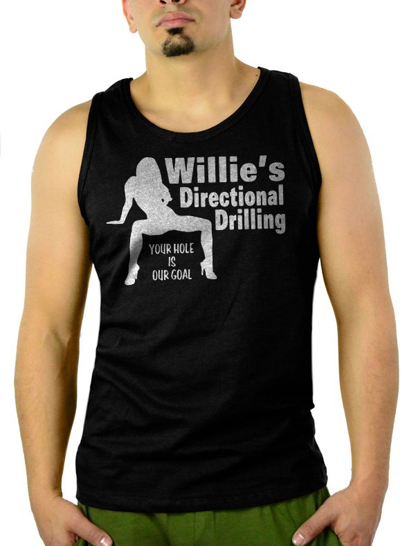 Willie's Directional Drilling Your Hole is Our Goal Men Black Tank Top Sleeveless
