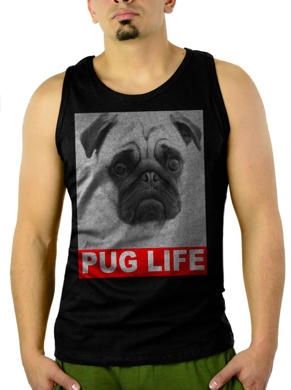 Dog Pug Life Slogan Men Black Tank Top Sleeveless