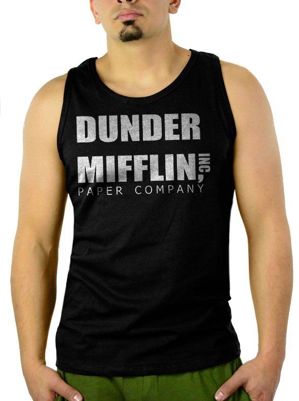 Dunder Mifflin PAPER The Office Funny SCHRUTE Men Black Tank Top Sleeveless