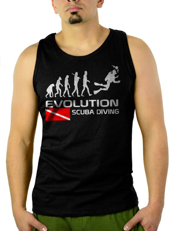 EVOLUTION OF SCUBA Diving down Flag Men Black Tank Top Sleeveless