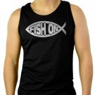 FISH ON Jesus Fish Ichthus Fishing Men Black Tank Top Sleeveless