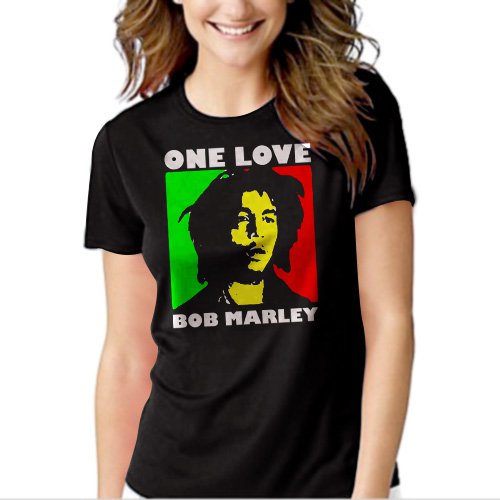 New Hot Bob Marley One Love Rasta Women Adult T-Shirt