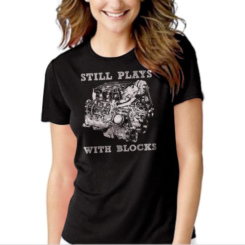 New Hot STILL PLAYS WITH BLOCK  CHEVY CAR TRUCK CLASSIC Women Adult T-Shirt