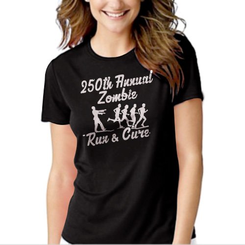 New Hot 250th Annual Zombie Run for the Cure Walking Dead T-Shirt For Women