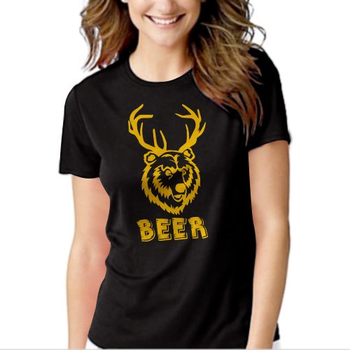 New Hot 501 Beer Deer funny vintage bear drunk party college T-Shirt For Women