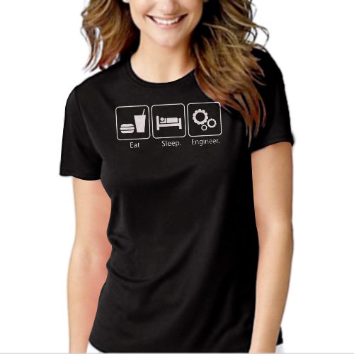 Eat Sleep Engineer Engineering Career Occupation Black T-shirt For Women