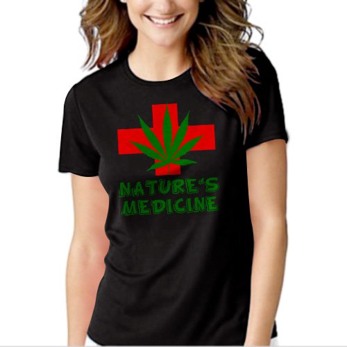 Nature's Medicine medical marijuana Black T-shirt For Women