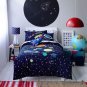 Solar System Space Blue Glow in Dark Twin Duvet Cover Bedding Set
