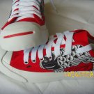 Japan Carp KOI Fish Hand Painted Red Sneakers Canvas Unique Shoes size 40 New
