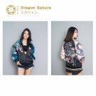 Sukajan Dragon Sakura Embroidered Baseball Souvenir Flight Bomber Jumper Jacket