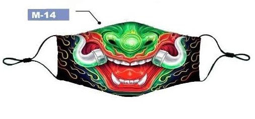 M14 Face Mask 3D Rock Chang Mask Glow in The Dark Tiger Joker Skull Bikers Unicorn