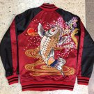 Sukajan Japan KOI Fish Embroidered Baseball Souvenir Flight Bomber Jumper Jacket