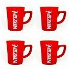 4 x Nescafe Red Cup Coffee Mug Collectible Red White Ceramic Tea Drink Classic Gift
