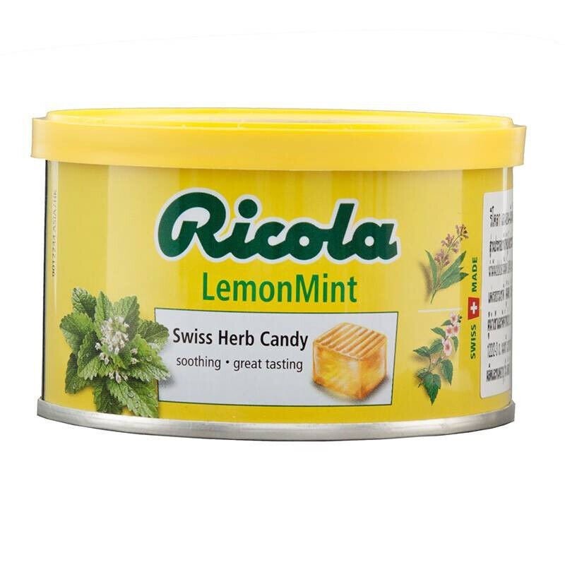Drops RICOLA Lemon Mint Throat Herb Cough Swiss Herb Refreshing Candy Tin 100g