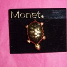 Gold Turtle Brooch Pin Monet Designer Signed Vintage