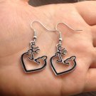 Browning Buck and Doe Black Enameled Deer Dangle Drop French Wire Earrings