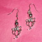 Earrings Antiqued Silver Tone Metal Octopus french wire