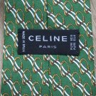 CELINE Vintage Green Equestrian Print Tie.