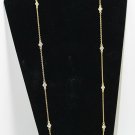 Ralph Lauren accent jewelry necklace gold tone gem studded Long 16"