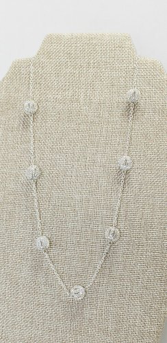 Ralph Lauren gem studded accent jewelry necklace silver tone  9" NEW