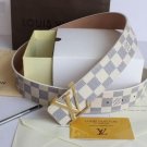 Damier Azur LV Initial Men's Leather Belt Full Set - 115 cm
