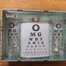 WINK OMG Drinking Flask 7oz  2 SHOTS GLASS SET ~NEW In BOX~ BAR