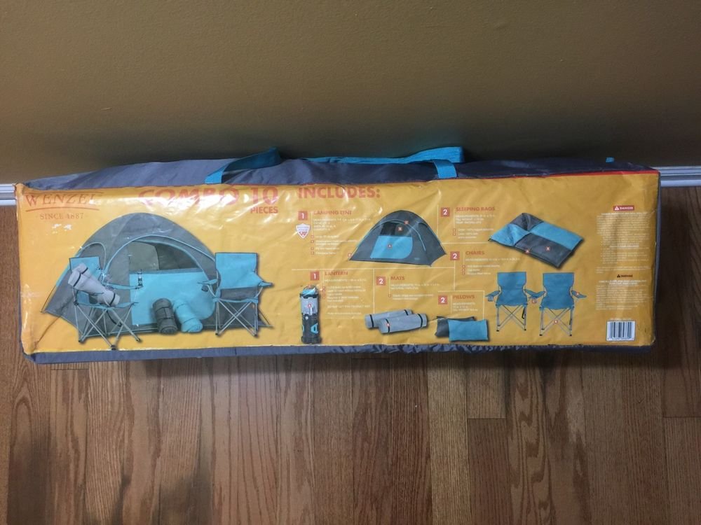 New Wenzel 10 pc. Camping Includes:tent,lantern,2 mats,2 bags,2 chairs,2pillow