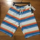 MENS BURNSIDE Oranges,blus ,white ,yellow and Striped BOARD SHORTS MENS SIZE 32