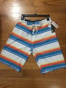 MENS BURNSIDE Oranges,blus ,white ,yellow and Striped BOARD SHORTS MENS SIZE 32
