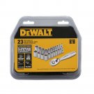 DeWalt 23 Piece 1/4-Inch Full Polish Socket Wrench set mechanic tools Sae-MM New
