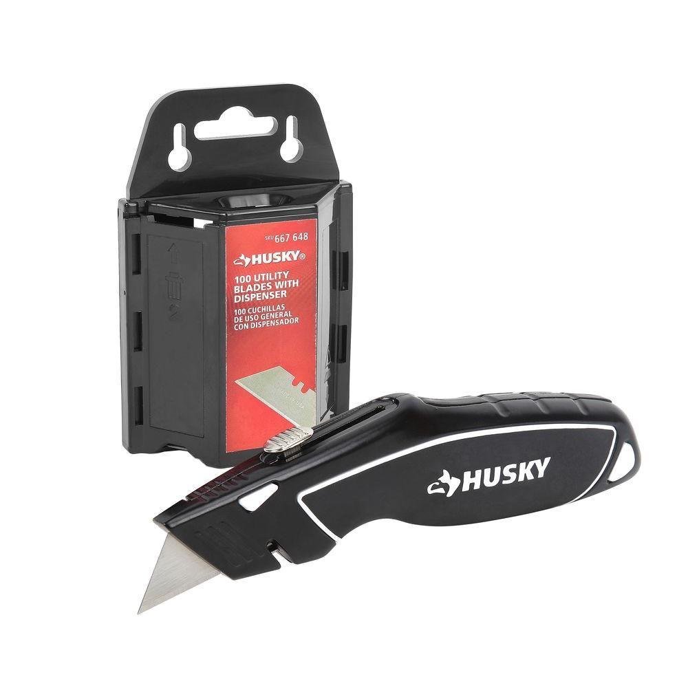 Husky Quick Release Retractable Utility Knife And Blade Set lifetime warranty !!