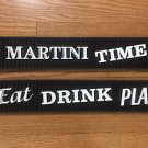 Lot of 2 Bar Mats Rail Rubber Spill Mats, Martini time & Eat Drink Play Barmats