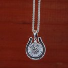 St. Christopher in Horse Shoe Pendant  with 1" Chain Equestrian Jewelry